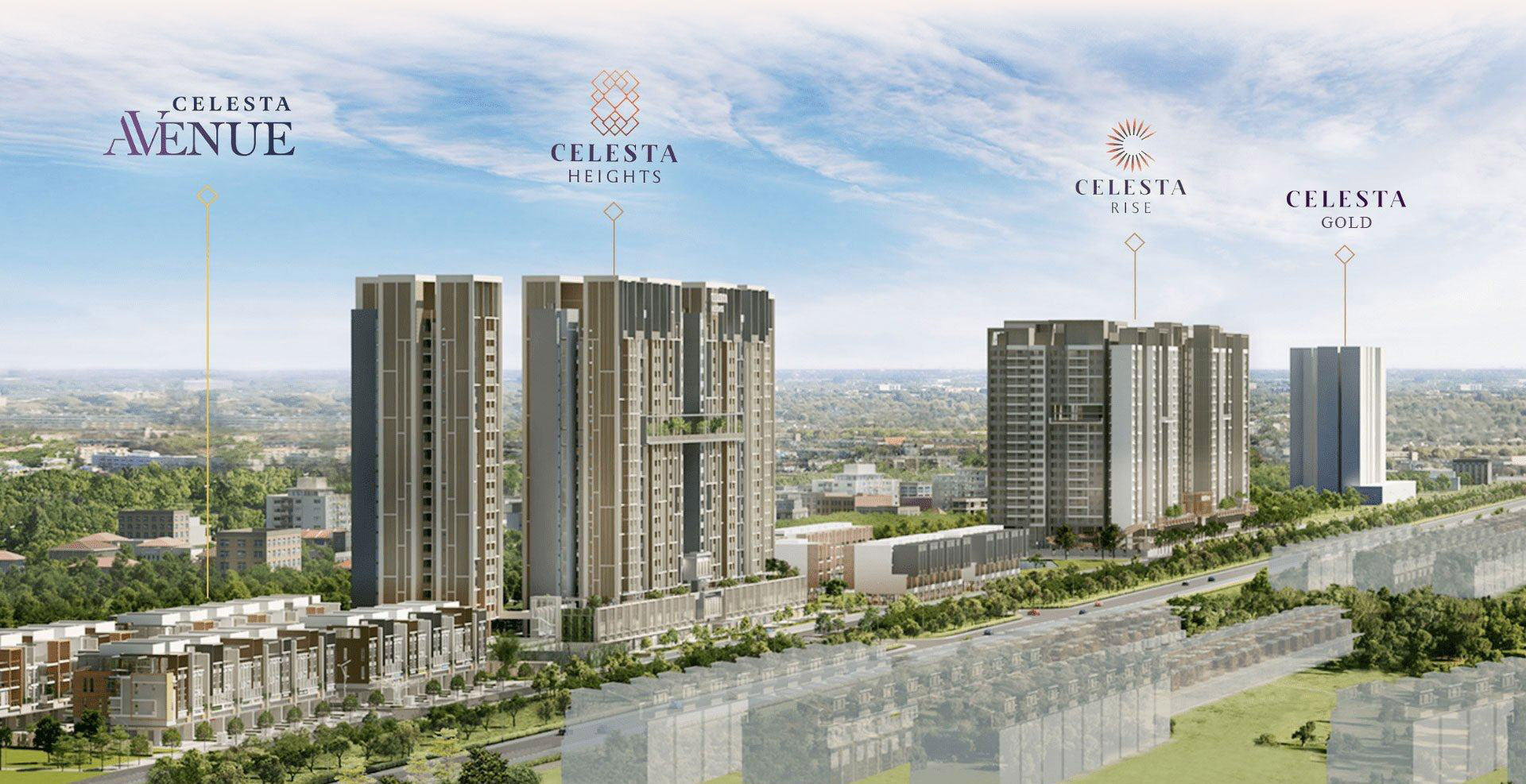 Phối cảnh tổng thể khu Celesta City gồm Celesta Avenue, Celesta Heights, Celesta Rise và Celesta Gold