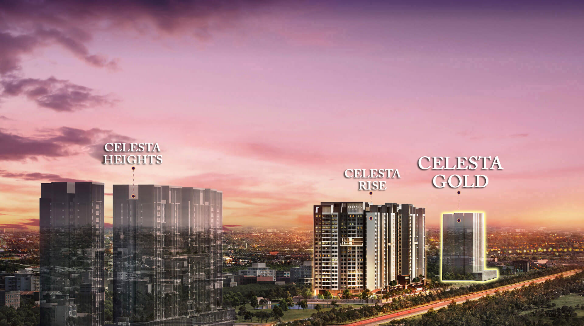 Phối cảnh tòa Celesta Gold trong cụm dự án Celesta trên trục Nguyễn Hữu Thọ